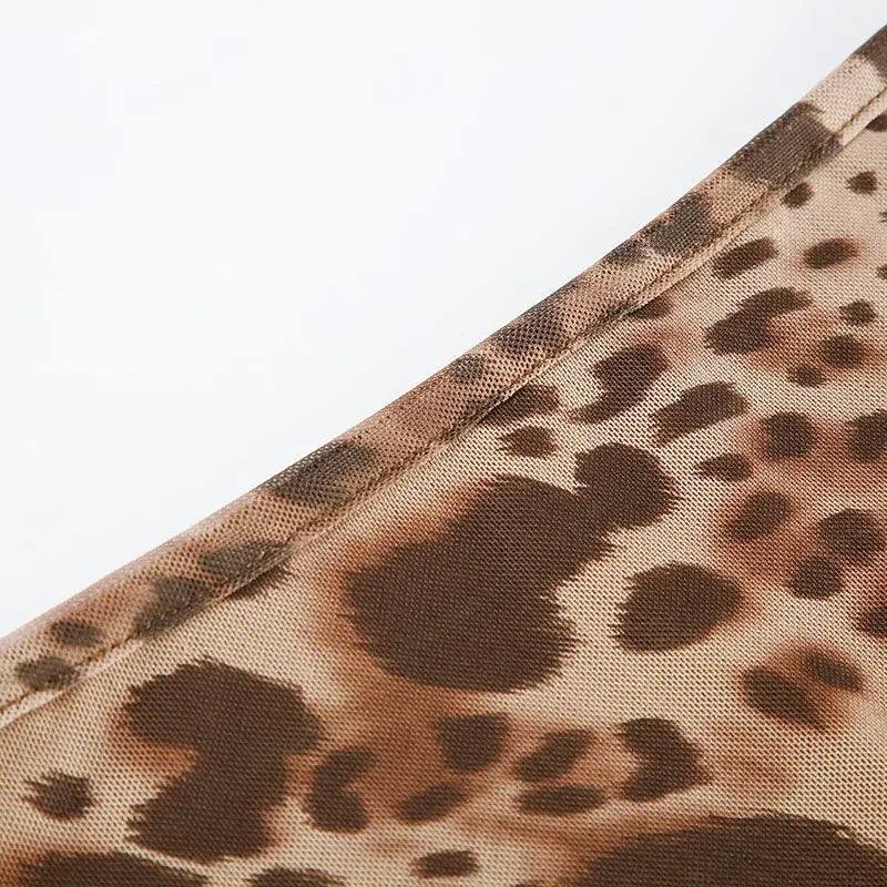 Cyflymder  American Hot Girl Leopard Print Mesh Skirt Ins Temperament Personality Niche Slim Fit and Slim