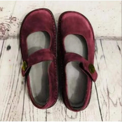 Cyflymder  Mary Janes Women Shoes Round Toe Buckle Strap Solid Color Flat Shoes Ladies Handmade Large Size Women's Leather Loafers