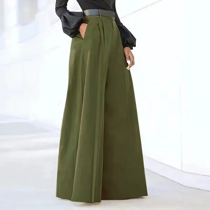 Cyflymder  New High Waist Wide Leg Flare Pants For Women Fashion Elegant Party Palazzo Trousers Trendy Comfortable Stretchy Casual Office