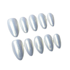 Cyflymder  10pcs Red Handmade Press on Nails Tips Acrylic Mid-length Almond False Nails Woman Wearable Solid Color Cat's Eye Fake Nail Set