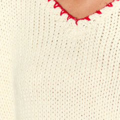 Cyflymder  y2k Sweater Women Fashion Clothes Contrast Color V Neck Long Sleeve Loose Fit Knitted Tops 2000s Clothing Streetwear