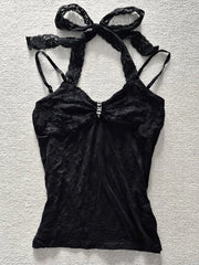 Cyflymder  Gothic Rose Original Y2K Retro Spicy Girl Bla Strap Top Faionable Super Cute Summer New Arrival Women's Vest Top