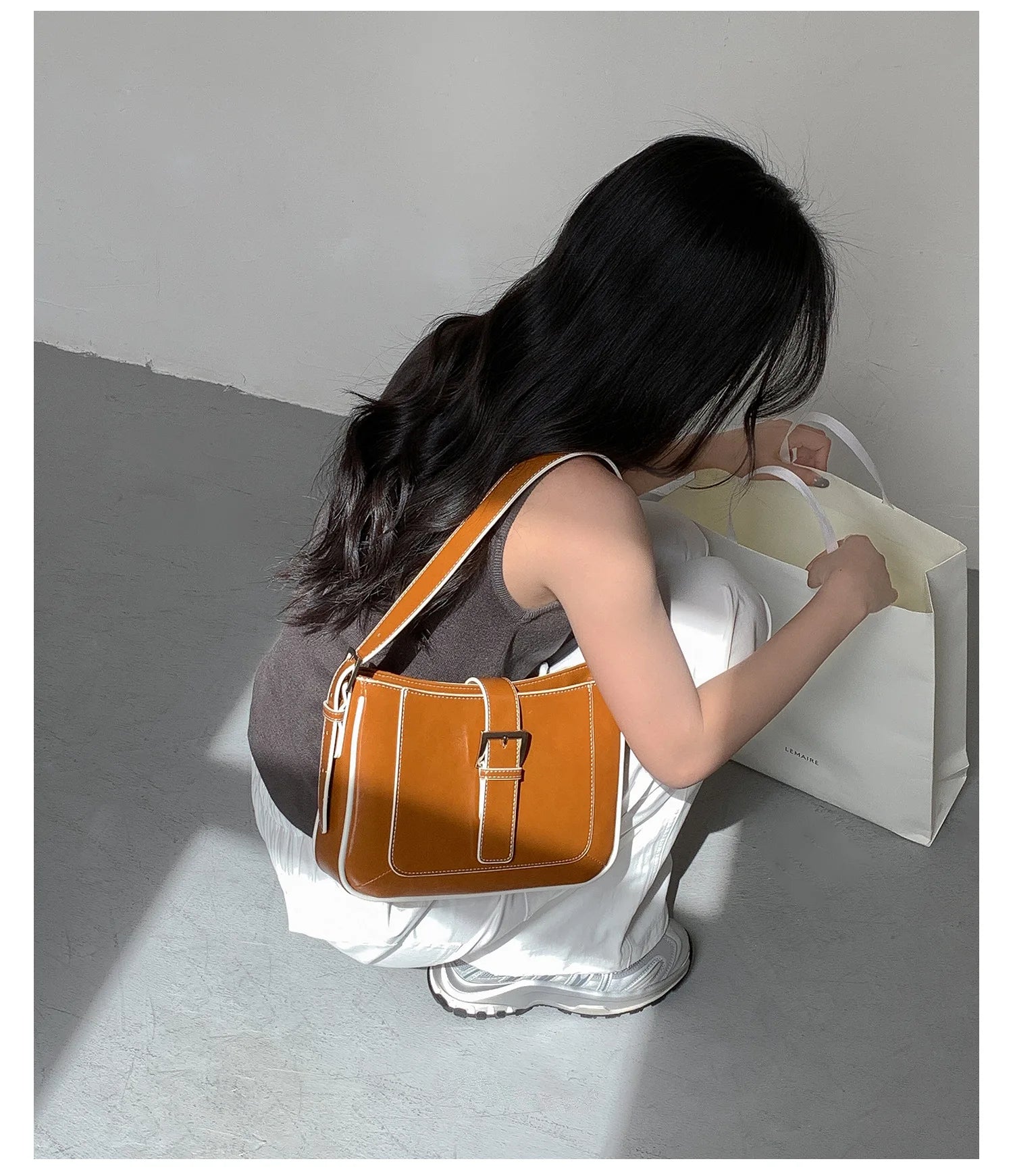 Cyflymder  Trendy Fashion Simple Vintage Mini Square Bags Korean Office Lady All Match Underarm Bag Women Y2k Aesthetic Shoulder Handbags