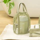 Cyflymder Travel Large Capacity Mesh Nylon Cosmetic Bag Organizer Foldable Casual Mesh Drawstring Bags Rope Bundle Pocket Swim Washing Bag