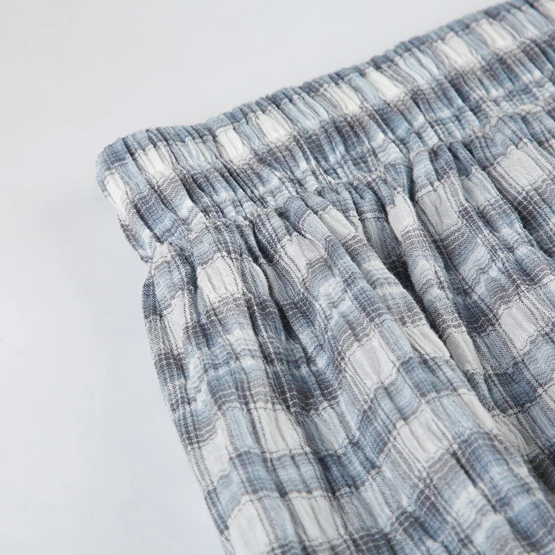 Cyflymder  Casual Sweet Plaid A-Line Skirts Holiday Mid-Waisted Maxi Skirts Women 2025 Summer Fashion Streetwear Preppy Style Lady