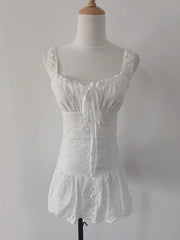 Cyflymder  Square Collar Slim Fit Dress for Women's Summer Sexy Lace-up A-line Strap Short Dress Fashion Female Clothes