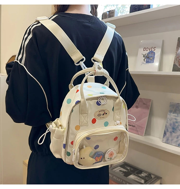 Cyflymder  Transparent Fashion Preppy Mini Backpacks Sweet Kawaii Star Print Ita Bags Y2k Aesthetic Students Casual Travel Schoolbags Women