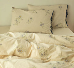 Cyflymder  Romantic pastoral flower bedding set,full queen king nordic rustic linen cotton home textile flat sheet pillow case quilt cover
