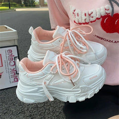 Cyflymder   Chunky Platform Sports Shoes Women Spring Autumn Korean Mesh Breathable Sneakers Woman Mix Color Lace Up Casual Shoes Female