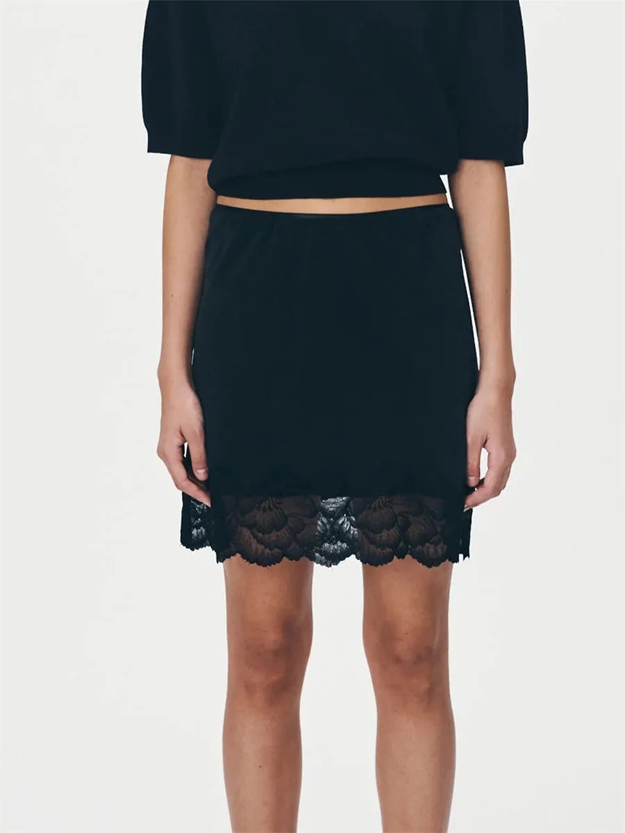 Cyflymder  Women s Lace Trimmed Half Slip Skirt Extender with Adjustable Elastic Waistband - Mini Underskirt Dress Enhancer