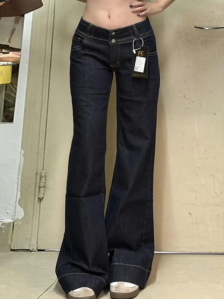 Cyflymder  American Vintage High Street Low Waist Flare Jeans Women Breathable High Quality Indigo Loose Denim Pants New Trendy Summer Wear