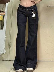 Cyflymder  American Vintage High Street Low Waist Flare Jeans Women Breathable High Quality Indigo Loose Denim Pants New Trendy Summer Wear