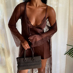 Cyflymder  New Summer Sexy Women Satin Lace Camisole Pajama Set Loose General Loungewear Silk Like Nightwear