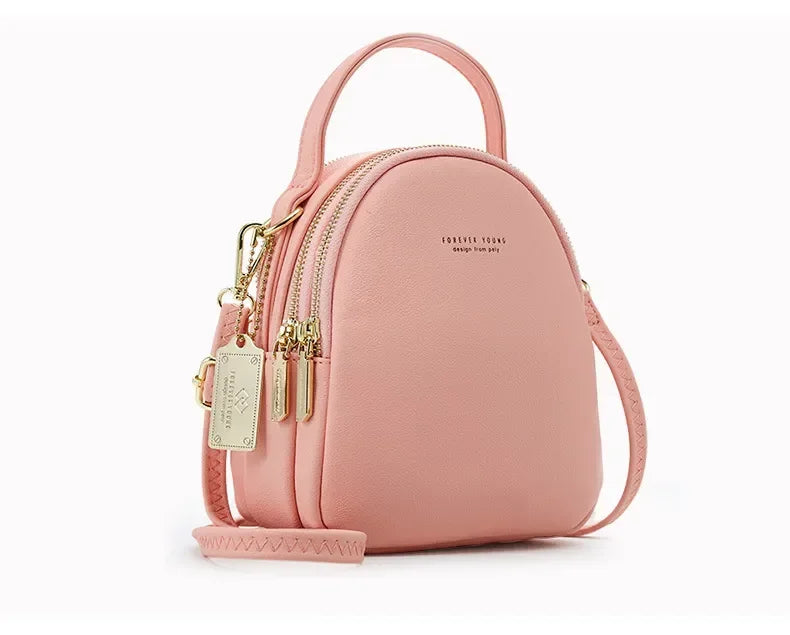 Cyflymder  Women's 3-Layer Soft Leather Backpack - Convertible Crossbody/Shoulder Bag, Compact Yet Spacious Stylish Design