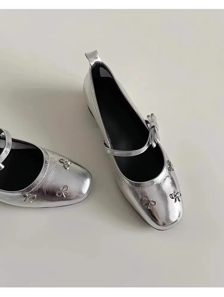 Cyflymder  Women Leather Shoes 2025 Autumn New Fashion Bow Knot Luxury Mary Jane Shoes Lightweight Comfortable Slip Om Outdoor Casual Shoes