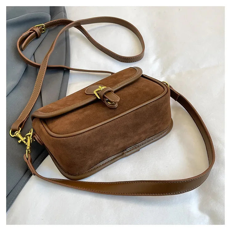 Cyflymder  New Ladies Vintage Saddle Bag Simple Commuter Crossbody Bag Soft Texture Bean Curd Square Bag Elegant Versatile Shoulder Bag