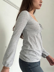 Cyflymder  Stylish Women s Solid Color Long Sleeve Scoop Neck Tops for Fall - Versatile  Fit Shirts with Fashionable Appeal