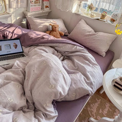 Cyflymder  Class A simple high-end three-layer yarn bedding four-piece set, bed sheet quilt cover, dormitory three-piece set