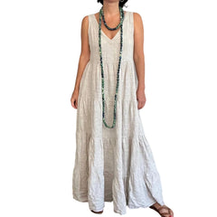 Cyflymder  Summer Thin Breathable Solid Color Boho Beach Long Skirt Fashionable Baggy Boho Beach V-neck Sleeveless Maxi Dress