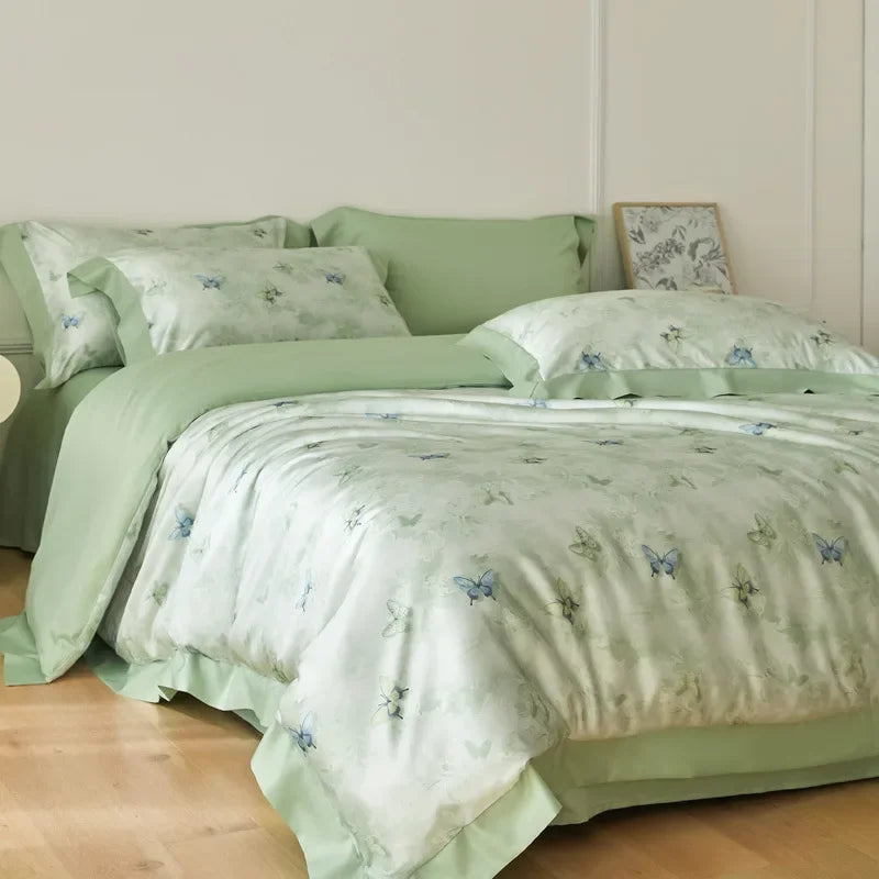 Cyflymder  New Flower Printed Cooling Quilt Set High Quality Ice Feeling Silky Comfort Set Skin Friendly Summer Bedding Set for Adults