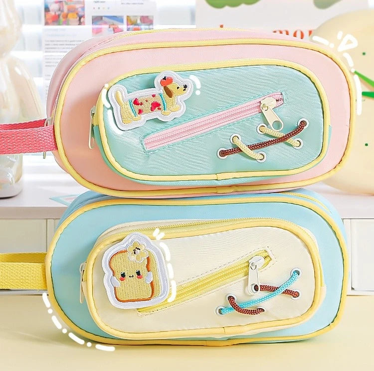 Cyflymder  Gallery-Worthy Puff Pencil Case  Quilted Makeup Organizer Holds 50+ Pens Kawaii Study Stationery Storage Bag Back To School