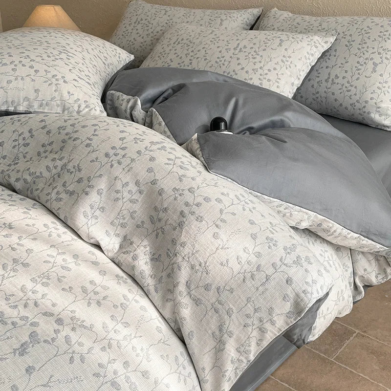 Cyflymder  Light Luxury Soft Thick 100% Cotton Flat Sheet Sets Satin Jacquard Silky Bedding Set for Seasons Single Double Bed Comfort Set