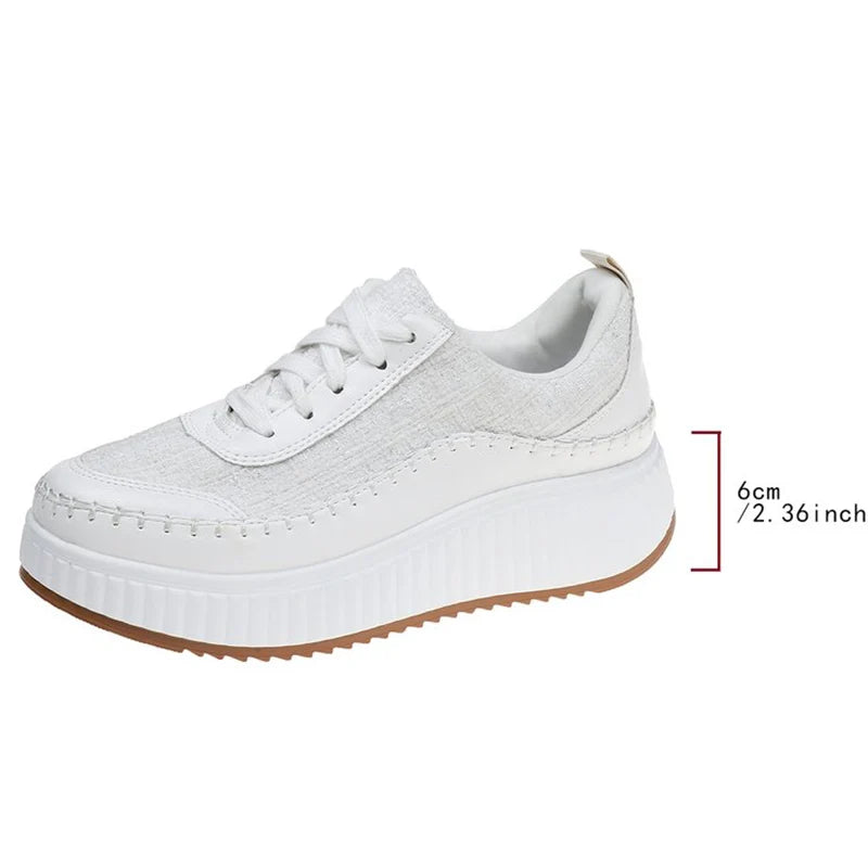 Cyflymder  Fashion Glitter Platform Sneakers Women Spring Lace Up Pink Sports Shoes Woman Plus Size 43 Thick Bottom Walking Shoes
