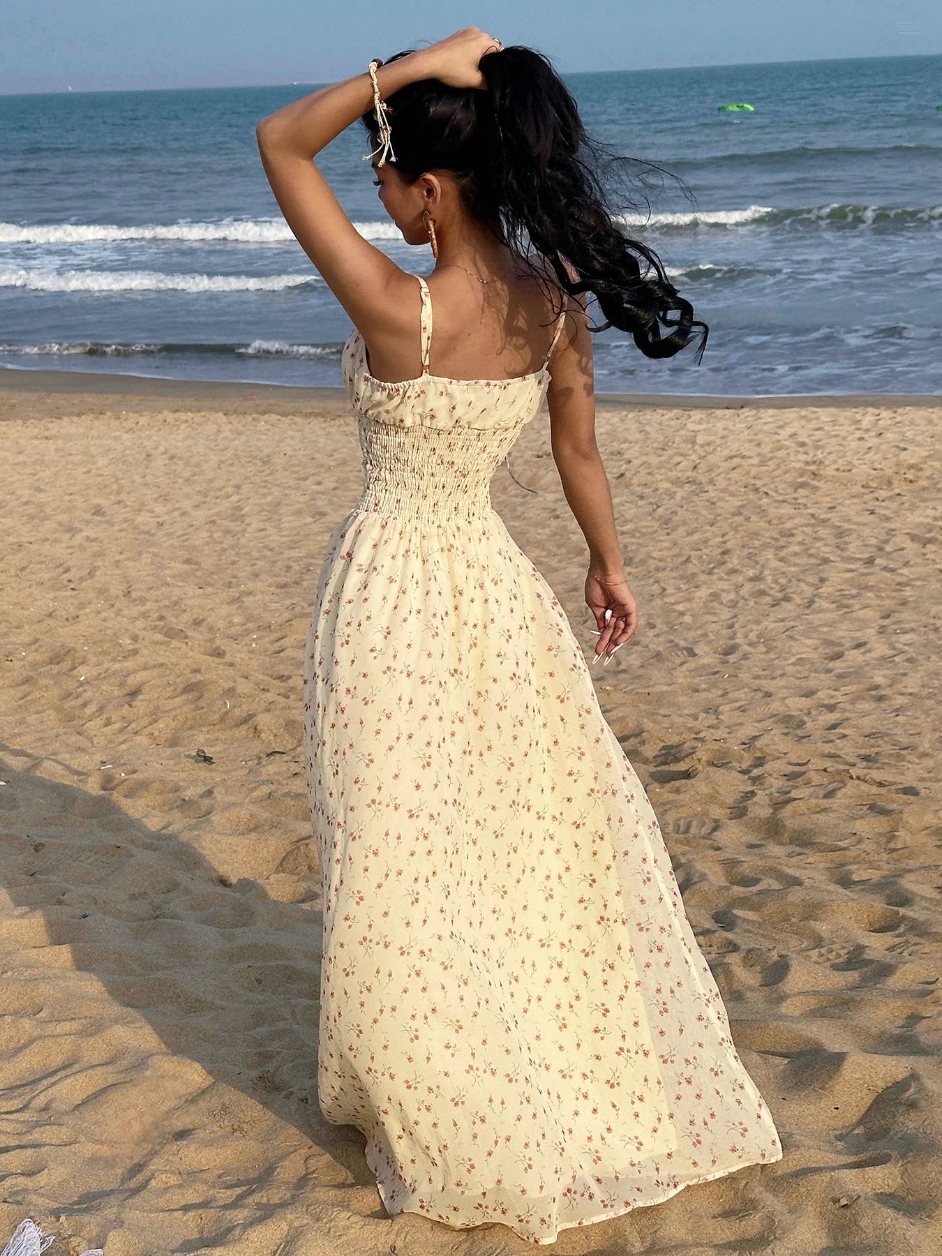 Cyflymder  Holiday Floral A-Line Dress Beach Style Slash Neck Sleevless Maxi Dresses For Women 2025 Summer Fashion Streetwear Lady