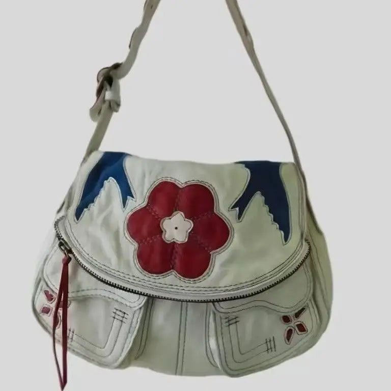 Cyflymder  Harajuku Flame Floral Aesthetic Saddle Bag Women Fashion Versatile Shoulder Crossbody Purse Ladies Commuter Spacious Tote Bag
