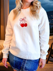 Cyflymder  Women s Autumn Winter Hoodie Fashionable Floral Embroidery V-Neck Long Sleeve Oversized Pullover Sweater