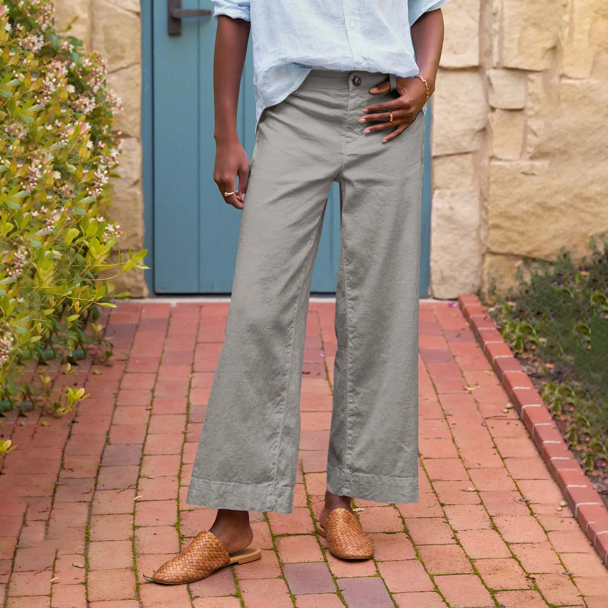 Cyflymder  Female Solid Color Simple Casual And Versatile Wide Leg Trousers Fashionable Street Comfortable Straight Elastic Waist Pants