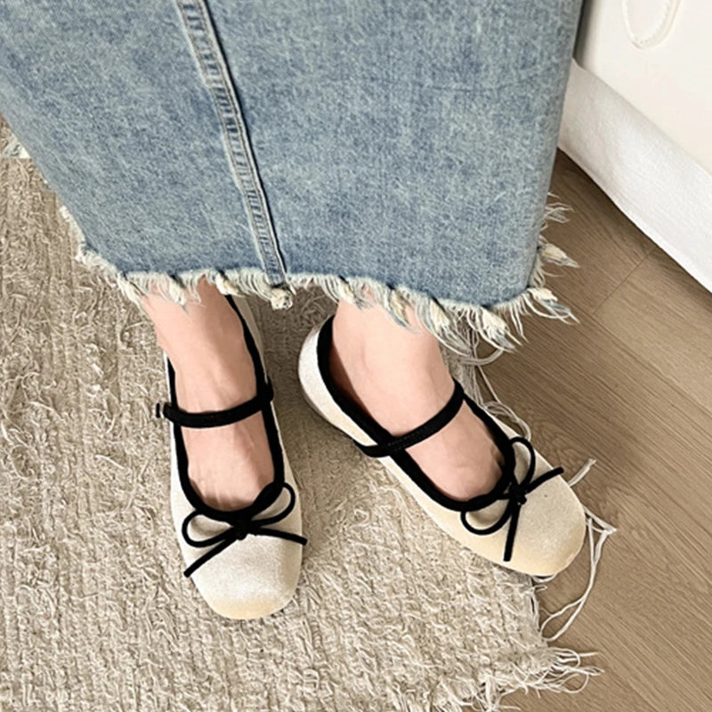 Cyflymder Bow Women Mary Jane Shoes Flats Designer Shallow Women's Sandals Fad Loafers Shoes Elegant Summer Dress New Mujer Zapatos