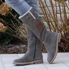 Cyflymder   Winter New Long Leg Snow Boots with Side Zipper Flipped Over Round Toe High Leg Women's Platform Boots Plus Size43