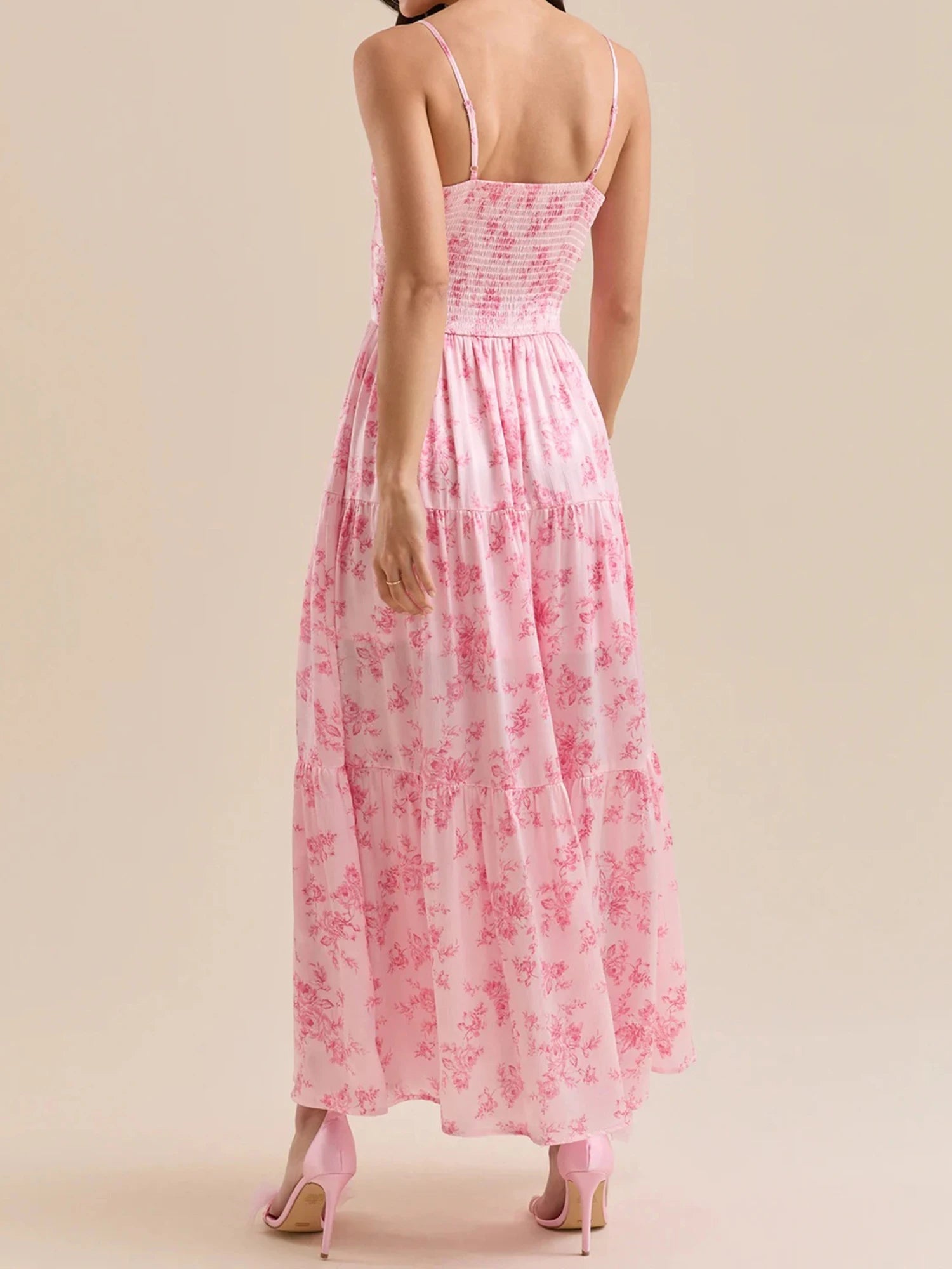 Cyflymder  Elegant Lace Sleeveless V-neck Maxi Dress with Floral Print Perfect for Summer Cocktail Parties and Events
