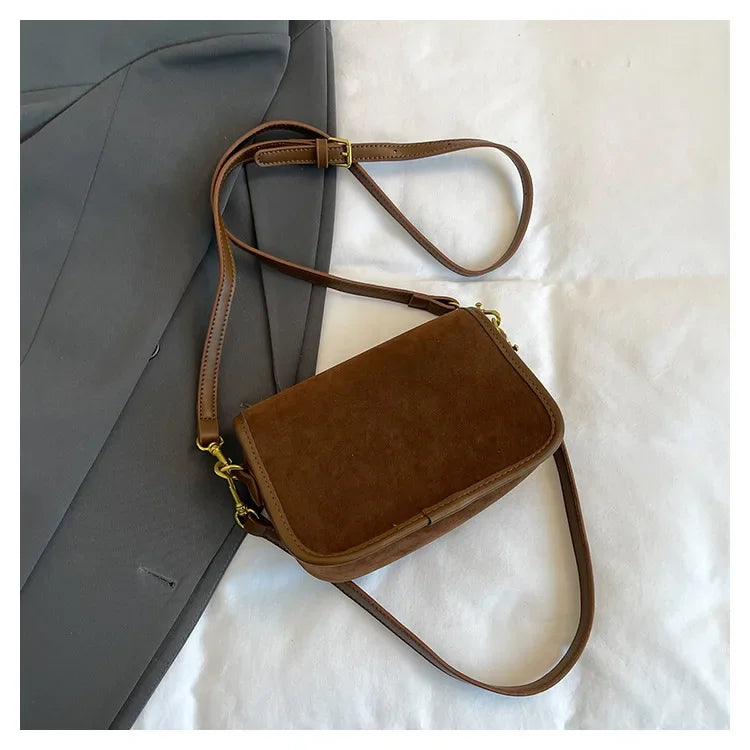 Cyflymder  New Ladies Vintage Saddle Bag Simple Commuter Crossbody Bag Soft Texture Bean Curd Square Bag Elegant Versatile Shoulder Bag