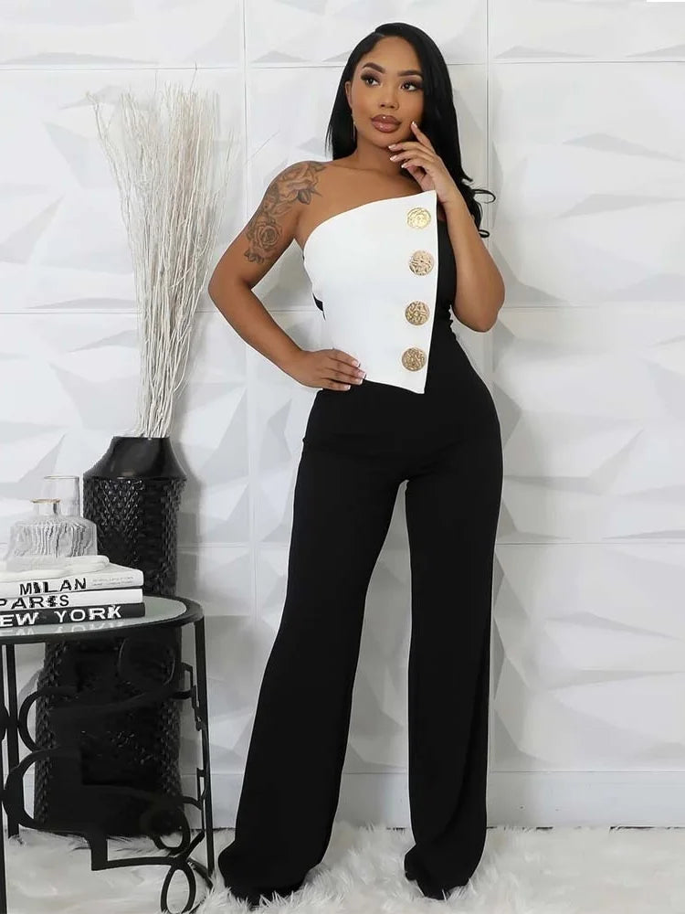 Cyflymder  Jumpsuits Rompers Women Wholesale European American Woman Clothing Spicy Girl Style Party Party Button Long Pants