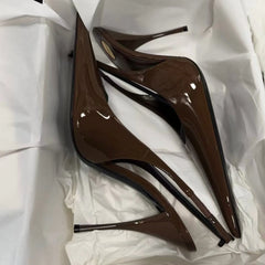 Cyflymder  New thin heeled pointed sandals with women's patent leather, shallow mouth temperament, high heels, toe caps, single shoes