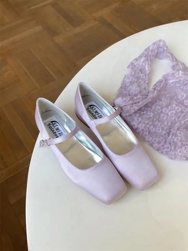 Cyflymder  Shoes Women's Heels Riband Casual Female Sneakers Modis Square Toe Oxfords Flats On Heels Low Comfortable 2025 Grandma Retro Lea