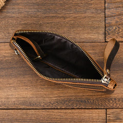 Cyflymder Men Women's Leather Purse Cellphone Pouch Iphone Bag Single Zipper Long Purse Slim Wallet for Coins Man Woman for Card Cash