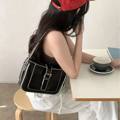 Cyflymder  Trendy Fashion Simple Vintage Mini Square Bags Korean Office Lady All Match Underarm Bag Women Y2k Aesthetic Shoulder Handbags
