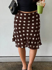 Cyflymder  Sexy Women's Mini Skirt Black Summer New Fashion Zipper Casual Slim Dot Print Skirt Elegant Versatile Sexy Female Knitted Skirt