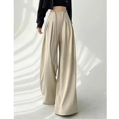 Cyflymder  Streetwear Wide Leg Pants Women Korean Black High Waist Suit Pants Summer Fashion Elegant Lace Up Straight Trousers New