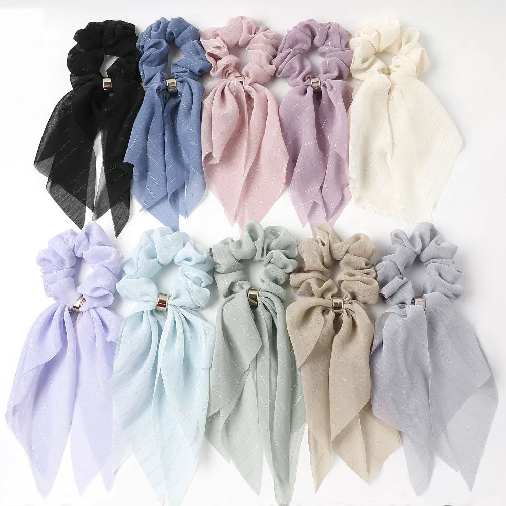 Cyflymder New Candy Color Hair Band Hair Scrunchies Long Hair Ribbon for Women Ponytail Sweet Elastic Hair Ties Fashion Hair Accessories