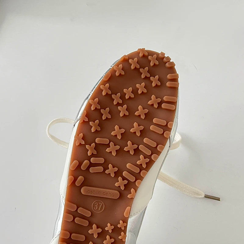 Cyflymder  Korean Style Women's Ballet Slippers 2025 Autumn New Design Sensibility Flat Bottom Tied Shoes Adult Color Block Style