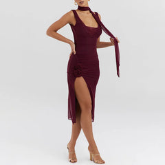 Cyflymder  Hot Selling New Product Sexy Mesh Splicing Swing Collar Suspender Slit Backpack Hip Skirt
