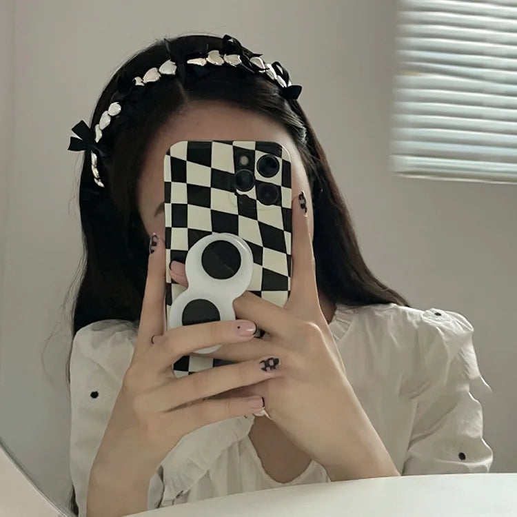 Cyflymder Korean version of metal love bowknot hair hoop all-match girl sweet cool ribbon simple headbands for women hair accessories