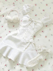 Cyflymder  Sweet Dresses Y2k Punk 2000s Mini Skirt Sexy Harajuku Korea Slim Stripe Backless Summer Elegant Women's Dress Hot Girl Emo Chic