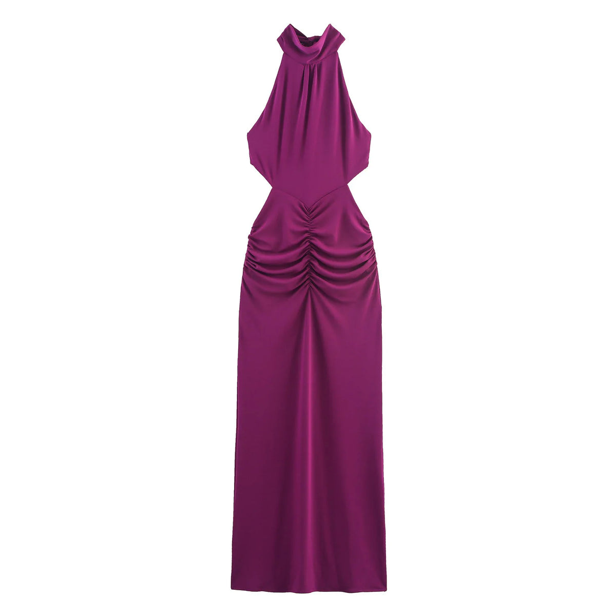 Cyflymder  Summer Woman Strap-off Shoulder Straight Collar Dress Women Fashion Solid Zipper Sleeveless Holiday Style Midi Dress