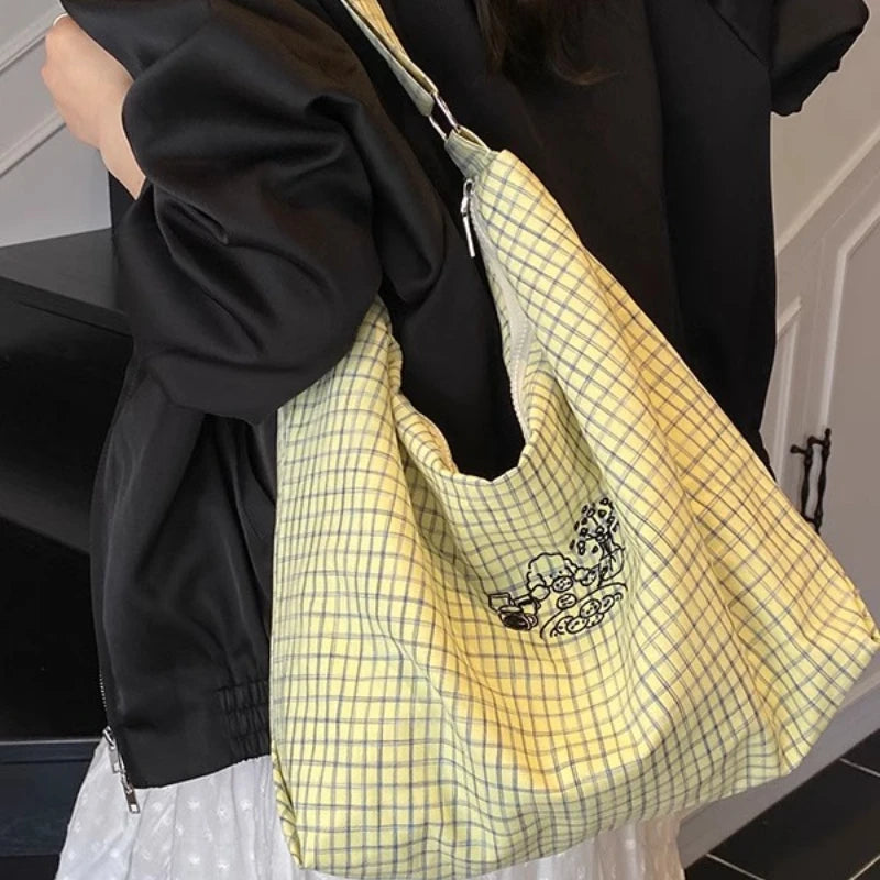 Cyflymder  Vintage Y2k Aesthetic All Match Shoulder Bag Cartoon Kawaii Dog Striped Women's Handbags Streetwear Grunge Casual Crossbody Bags