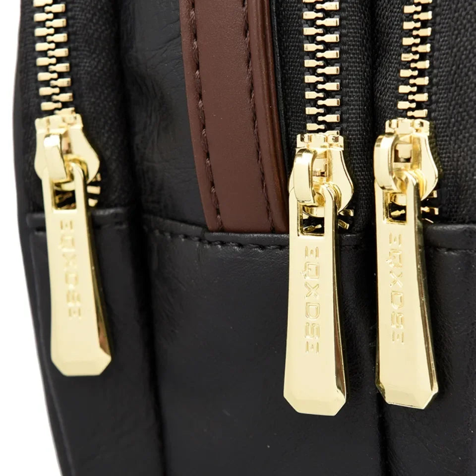 Cyflymder  Luxury 3-Layer Pockets PU Leather Women's Leisure Shoulder Bag and Purses Fashionable Lotus Pattern Crossbody Bag Ladies Sac